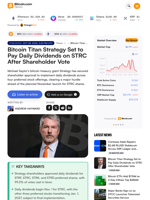 Bitcoin Titan Strategy Set to Pay Daily Dividends on STRC After Shareholder Vote