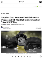 Another Day, Another DOGE: Bitwise Dogecoin ETF May Debut in November After SEC Filing - Decrypt