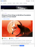 Ethereum Price Holds $2,100 as Foundation Leads Triple Sell-Off