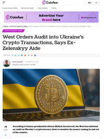 West Orders into Ukraine’s Crypto , Says Ex-Zelenskyy Aide