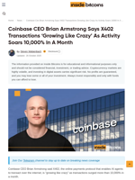 Coinbase CEO Says X402 Transactions Soar 10,000% In A Month