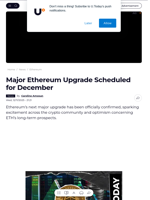 Major Ethereum Upgrade Scheduled for December - U.Today