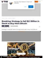 Breaking: Strategy to Sell $2.1 Billion in Stock to Buy More Bitcoin