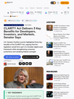 CLARITY Act Delivers 3 Key Benefits for Developers, Investors, and Markets, Senator Says