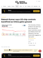 Rakesh Kumar says US chip controls backfired as China gains ground