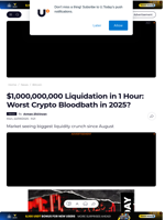 $1,000,000,000 Liquidation in 1 Hour: Worst Crypto Bloodbath in 2025? - U.Today