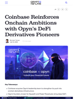 Coinbase Reinforces Onchain Ambitions with Opyn’s DeFi Derivatives Pioneers