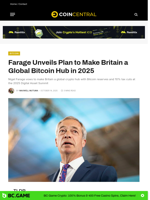 Farage Unveils Plan to Make Britain a Global Bitcoin Hub in 2025 - CoinCentral