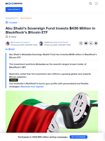 Abu Dhabi’s Mubadala Invests $436 Million in US Bitcoin ETFs