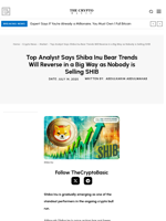 Top Analyst Says Shiba Inu Bear Trends Will Reverse in a Big Way as Nobody is Selling SHIB
