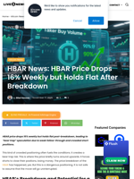 HBAR News: HBAR Price Drops 16% Weekly but Holds Flat After Breakdown | Live Bitcoin News