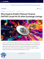 Why Experts Predict Mutuum Finance (MUTM) Could Hit $2 After Exchange Listings