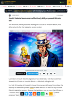 South Dakota lawmakers effectively kill proposed Bitcoin bill