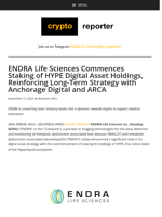 ENDRA Life Sciences Commences Staking of HYPE Digital Asset Holdings, Reinforcing Long-Term Strategy with Anchorage Digital and ARCA