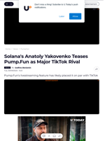 Solana's Anatoly Yakovenko Teases Pump.Fun as Major TikTok Rival - U.Today