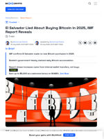 El Salvador Lied About Bitcoin Buys in 2025, IMF Report Shows