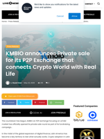 KMBIO announces Private sale for its P2P Exchange that connects Crypto World with Real Life | Live Bitcoin News