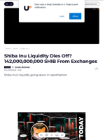 Shiba Inu Liquidity Dies Off? 142,000,000,000 SHIB From Exchanges - U.Today