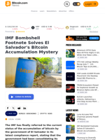IMF Bombshell Footnote Solves El Salvador's Bitcoin Accumulation Mystery – Crypto News Bitcoin News