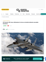 US issues 48-hour ultimatum to Iran as missile attacks escalate tensions