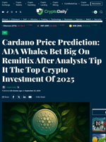 Cardano Price Prediction: ADA Whales Bet Big On Remittix After Analysts Tip It The Top Crypto Investment Of 2025 - Crypto Daily