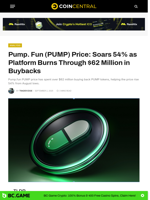 Pump. Fun (PUMP) Price: Soars 54% as Platform Burns Through $62 Million in Buybacks - CoinCentral