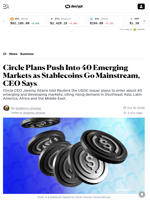 Circle Plans Push Into 40 Emerging Markets as Stablecoins Go Mainstream, CEO Says - Decrypt