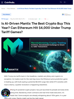 Is AI-Driven Mantix The Best Crypto Buy This Year? Can Ethereum Hit $4,000 Under Trump Tariff Games?