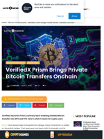 VerifiedX Prism Brings Private Bitcoin Transfers Onchain | Live Bitcoin News