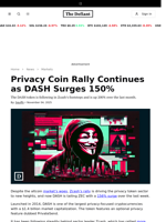 Privacy Coin Rally Continues as DASH Surges 150% - 