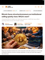 Bitcoin faces structural pressure as institutional selling quietly rises: What's next? - AMBCrypto