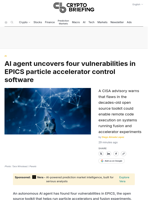 AI agent uncovers four vulnerabilities in EPICS particle accelerator control software
