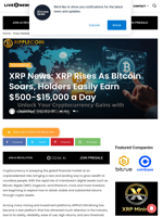 XRP News: XRP Rises As Bitcoin Soars, Holders Easily Earn $500-$15,000 a Day | Live Bitcoin News
