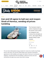 Iran and US agree to halt war and reopen Strait of Hormuz, sending oil prices tumbling