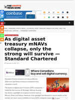 As digital asset treasury mNAVs collapse, only the strong will survive — Standard Chartered - The Crypto News Wire