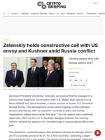 Zelenskiy holds constructive call with US envoy and Kushner amid Russia conflict