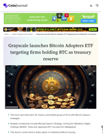 Grayscale launches Bitcoin Adopters ETF targeting firms holding BTC as treasury reserve - CoinJournal