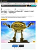 Standard Chartered Reaffirms $2T Stablecoin Call, Trims T-Bill View