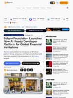 Solana Foundation Launches New AI-Ready Developer Platform for Global Financial Institutions – News Bytes Bitcoin News