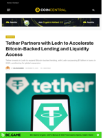 Tether Partners with Ledn to Accelerate Bitcoin-Backed Lending and Liquidity Access