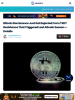 Bitcoin Dominance Just Got Rejected From TSDT Resistance That Triggered Last Altcoin Season — Details
