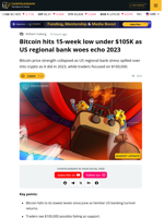 Bitcoin Copies 2023 Regional Bank Rout With $105,000 BTC Price Dive