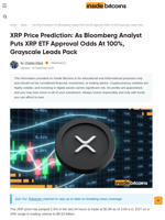 XRP Price Jumps As Bloomberg Says XRP ETF Approval Certain