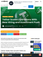 Tether Scales Operations With New Hiring and Investment Push | Live Bitcoin News
