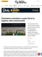 Zimbabwe mandates crypto firms to register with central bank