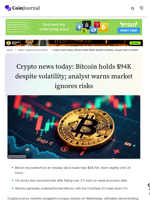 Bitcoin steady near $95K, but is market 'blind' to economic headwinds?