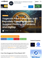 Dogecoin Price Prediction: Is $1 Remotely Possible? Experts Suggest Pivoting to Cardano and Digitap  | Live Bitcoin News