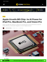 Apple Unveils M5 Chip: 4x AI Power for iPad Pro, MacBook Pro, and Vision Pro - CoinCentral