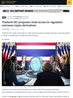 Thailand Weighs Retail Access to Regulated Overseas Crypto Derivatives