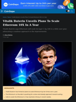 Vitalik Buterin Unveils Plans To Scale Ethereum 10X In A Year